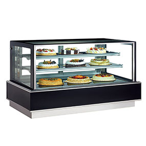 Free Standing Commercial Glass Bakery Cake Display Counter Refrigerated